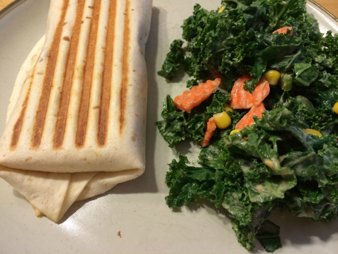 kale salad and panini