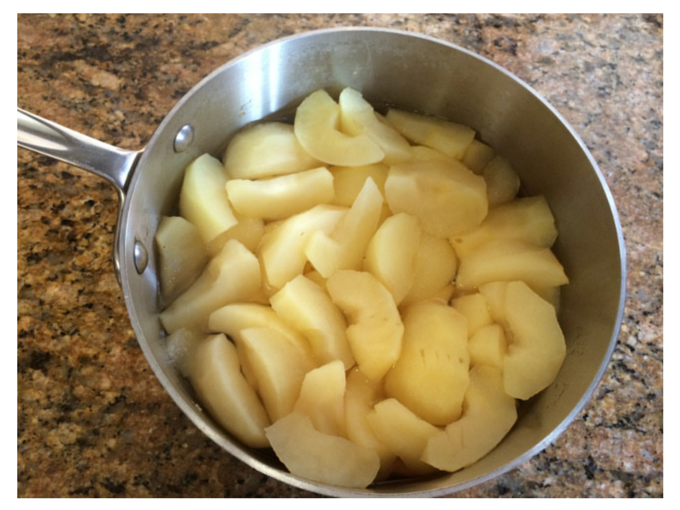 Apples in pan