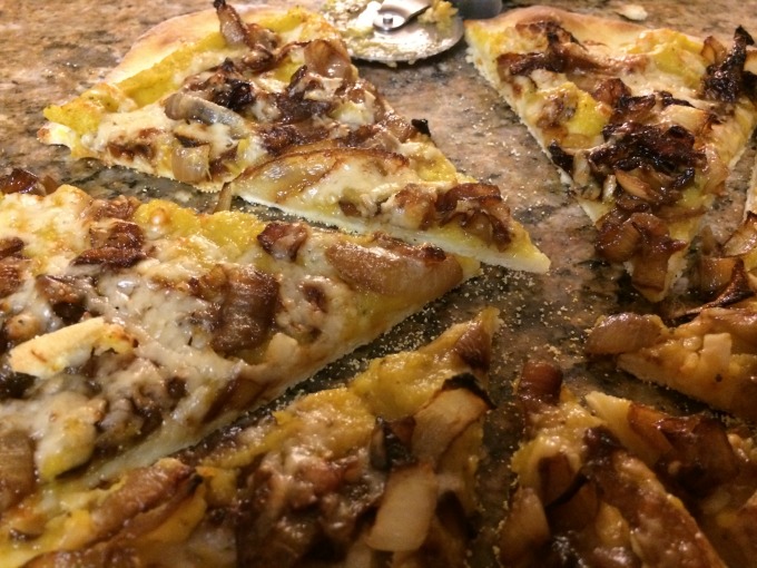 Pizza with Caramelized Onion and Winter Squash Sauce