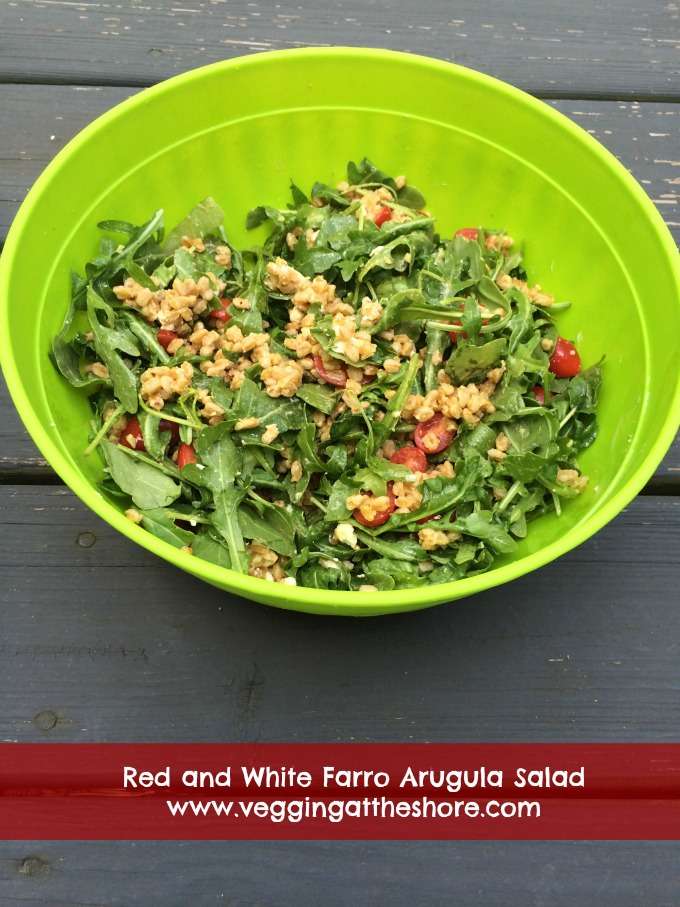 Red and White Farro Arugula Salad
