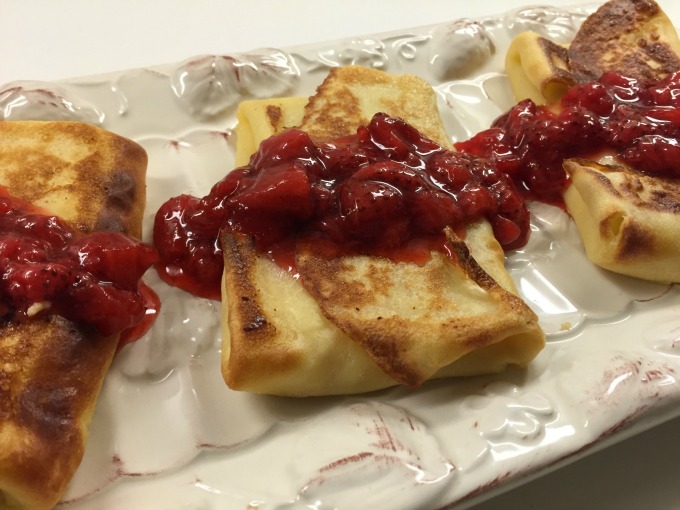 Cheese Blintzes with Strawberry Sauce
