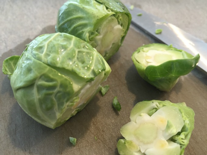 Cut brussels sprouts